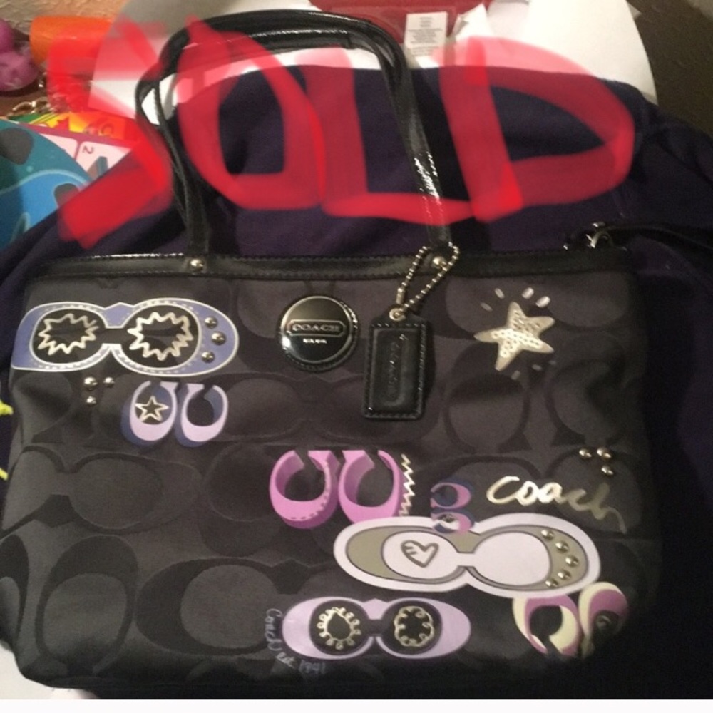 SOLD....Coach poppy graffiti bag